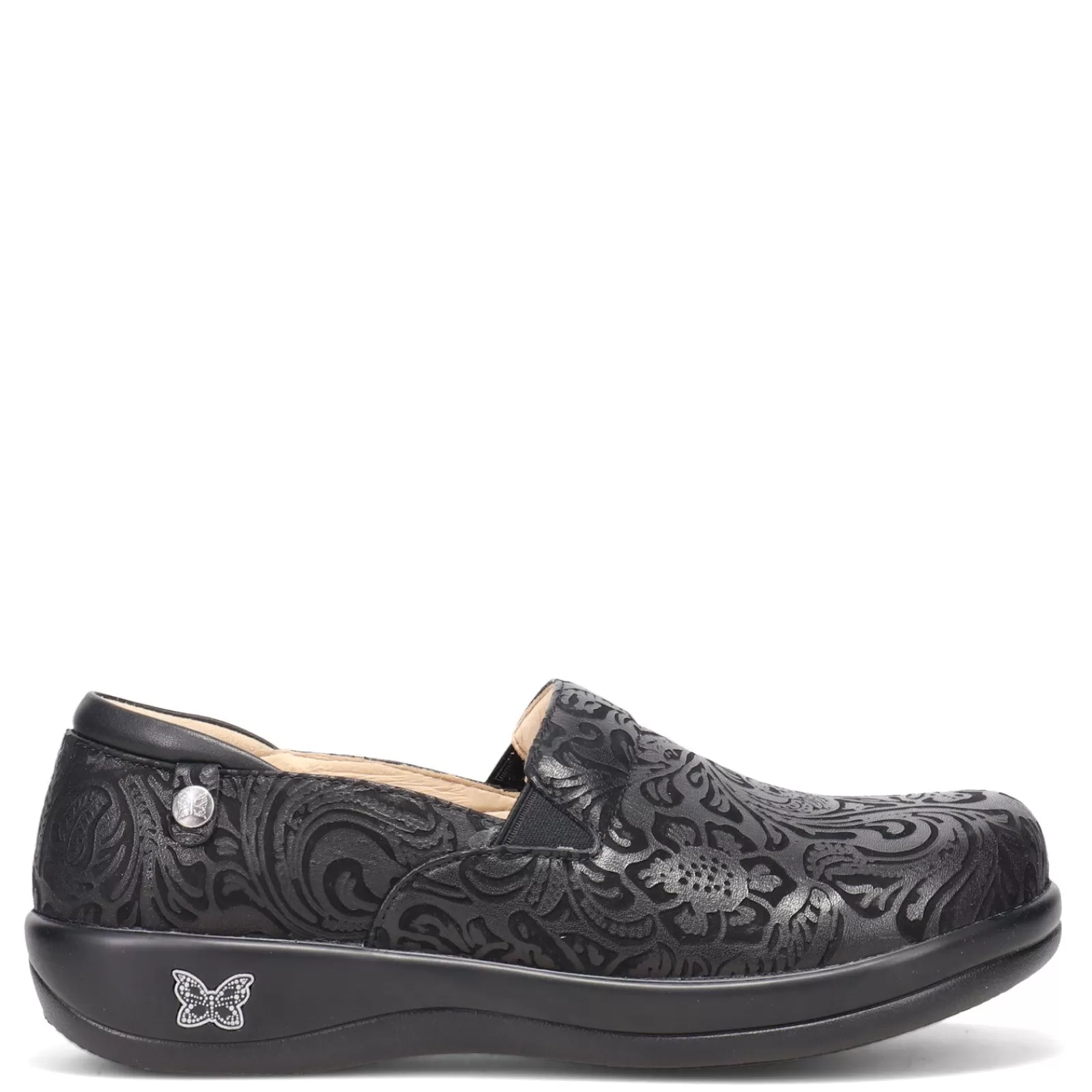 New Alegria Women's , Keli Professional Clog Black Embossed Paisley