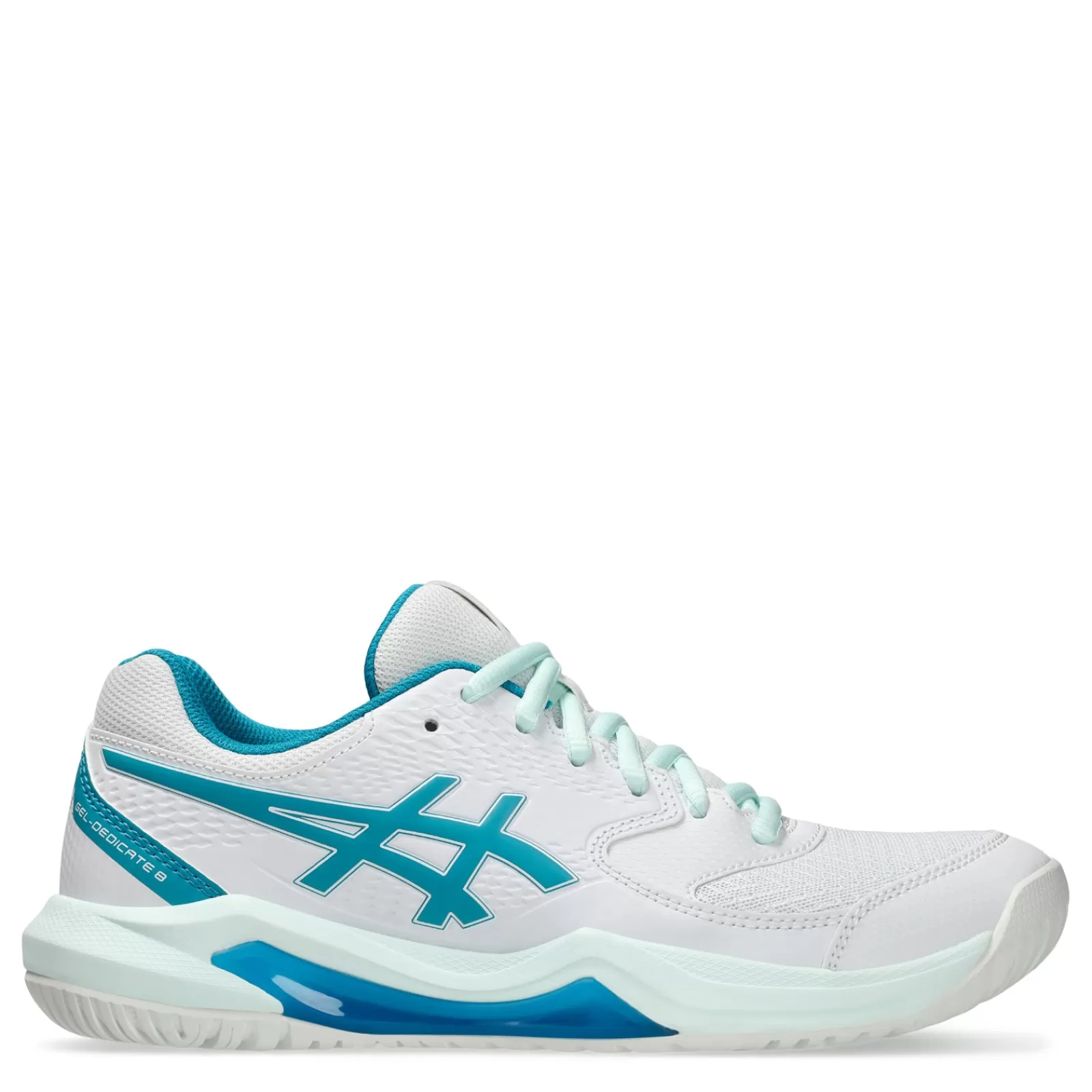 Discount ASICS Women's , GEL-Dedicate 8 Pickleball Shoe - Wide Width White/Teal Blue