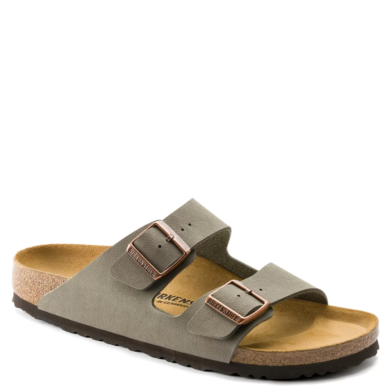 Clearance Birkenstock Women's , Arizona Birkibuc Sandals - Narrow Fit Stone Birkibuc