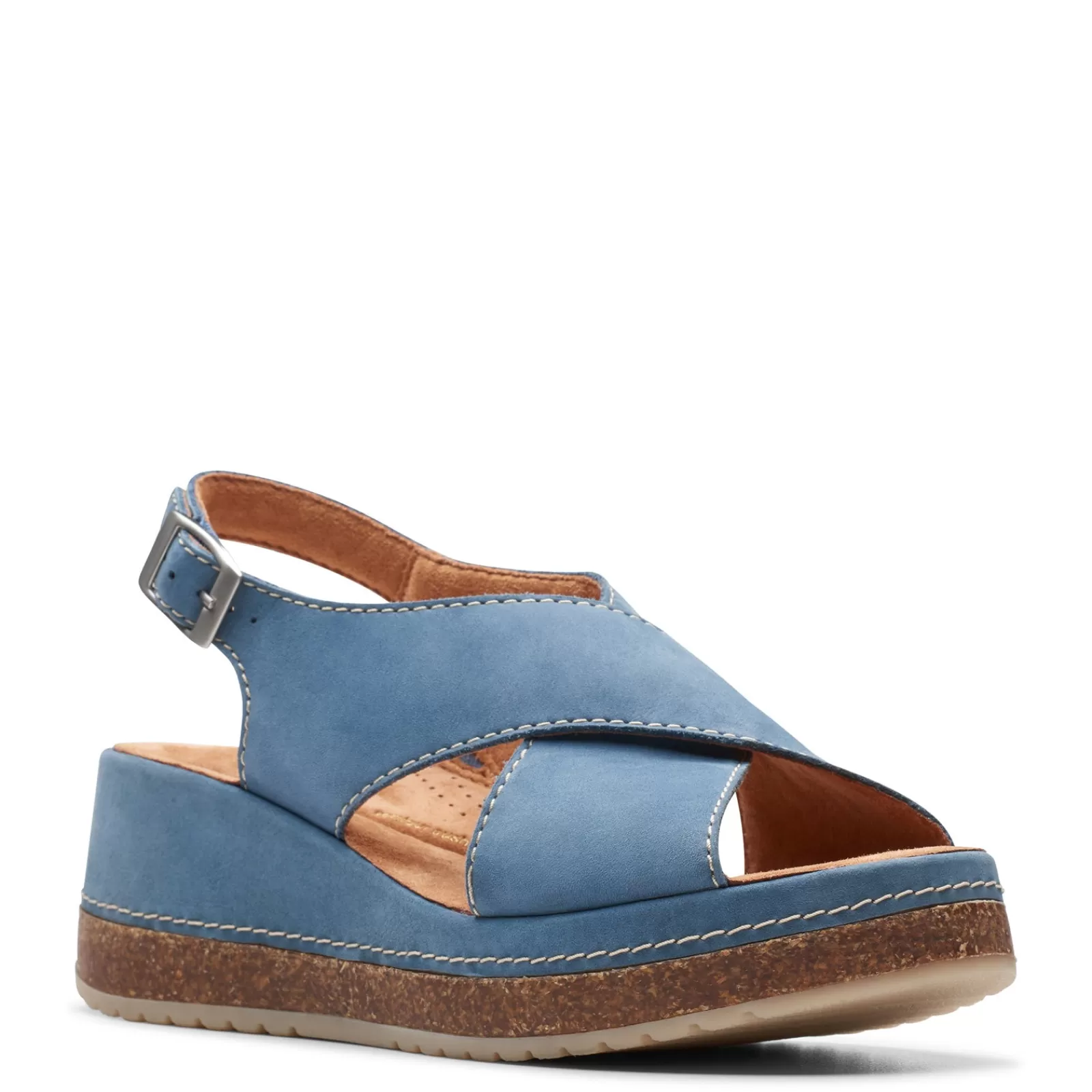 Cheap Clarks Women's , Kassanda Step Sandal Blue Nubuck