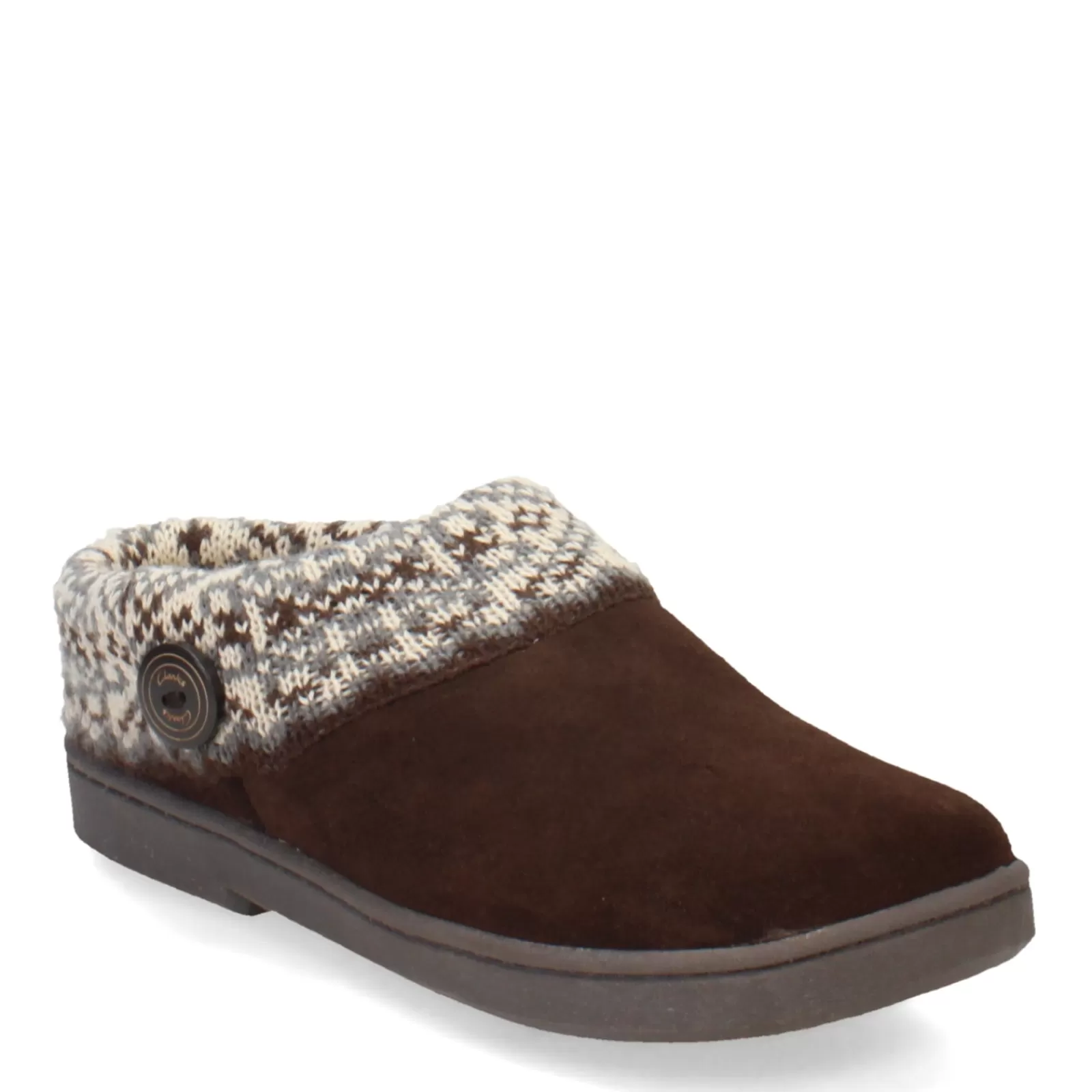 Hot Clarks Women's , Knit Collar Slipper Brown