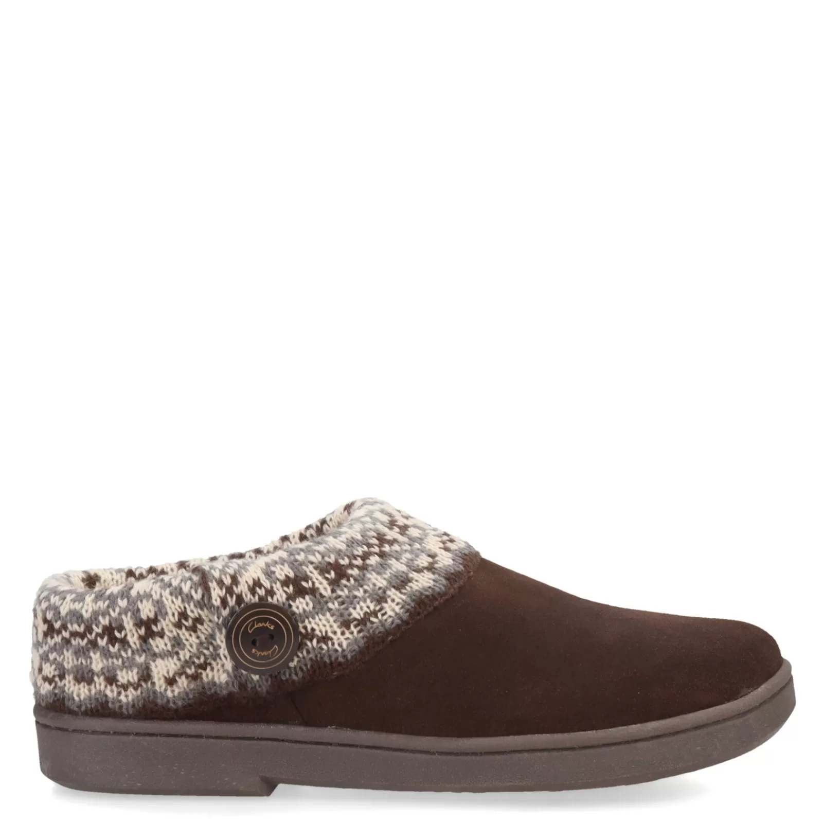 Hot Clarks Women's , Knit Collar Slipper Brown