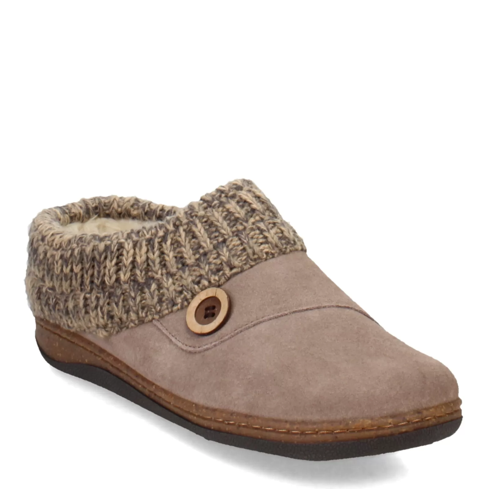 Hot Clarks Women's , Knit Collar Slipper Clog Taupe