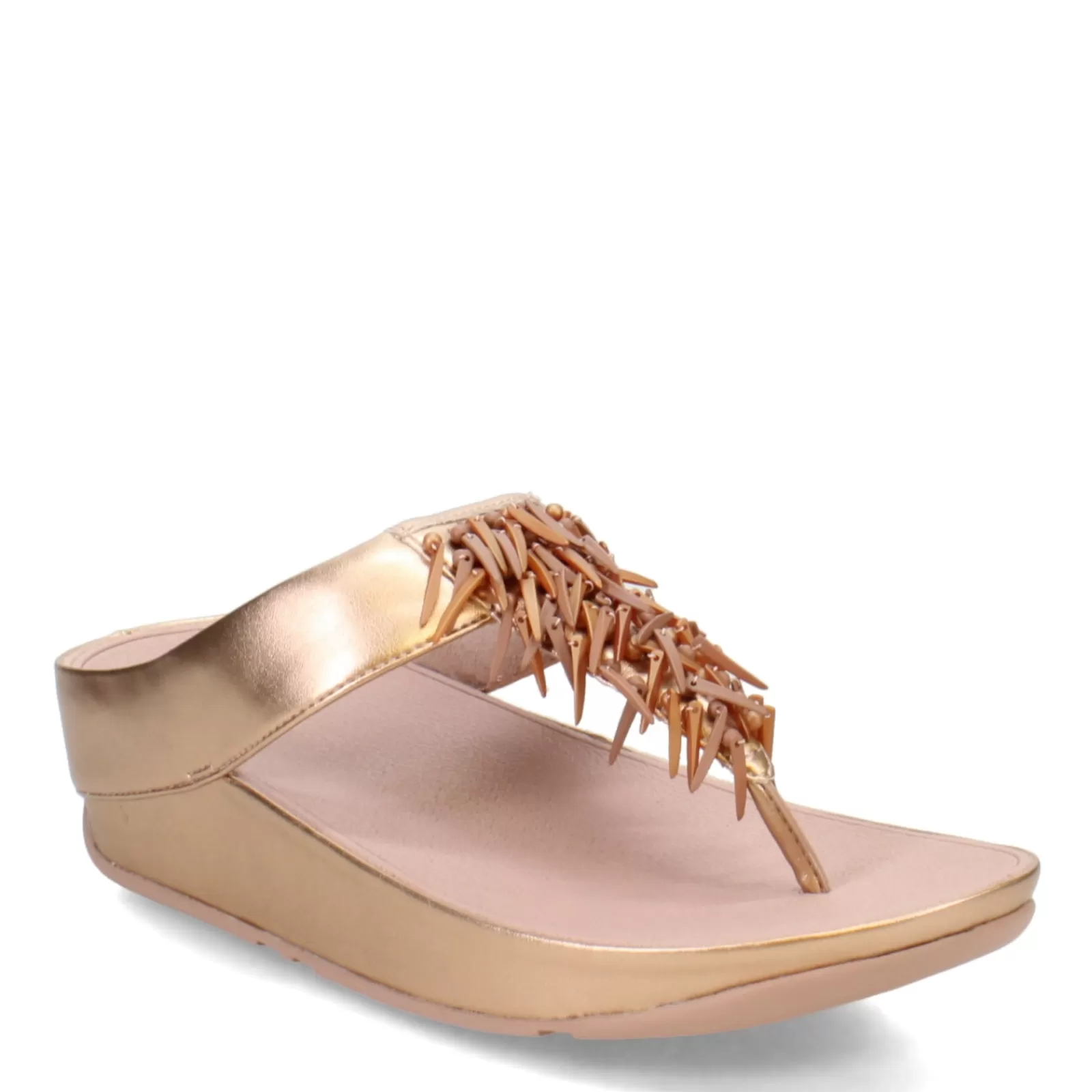 Online FitFlop Women's , Rumba Beaded Metallic Toe-Post Sandal Rose Gold