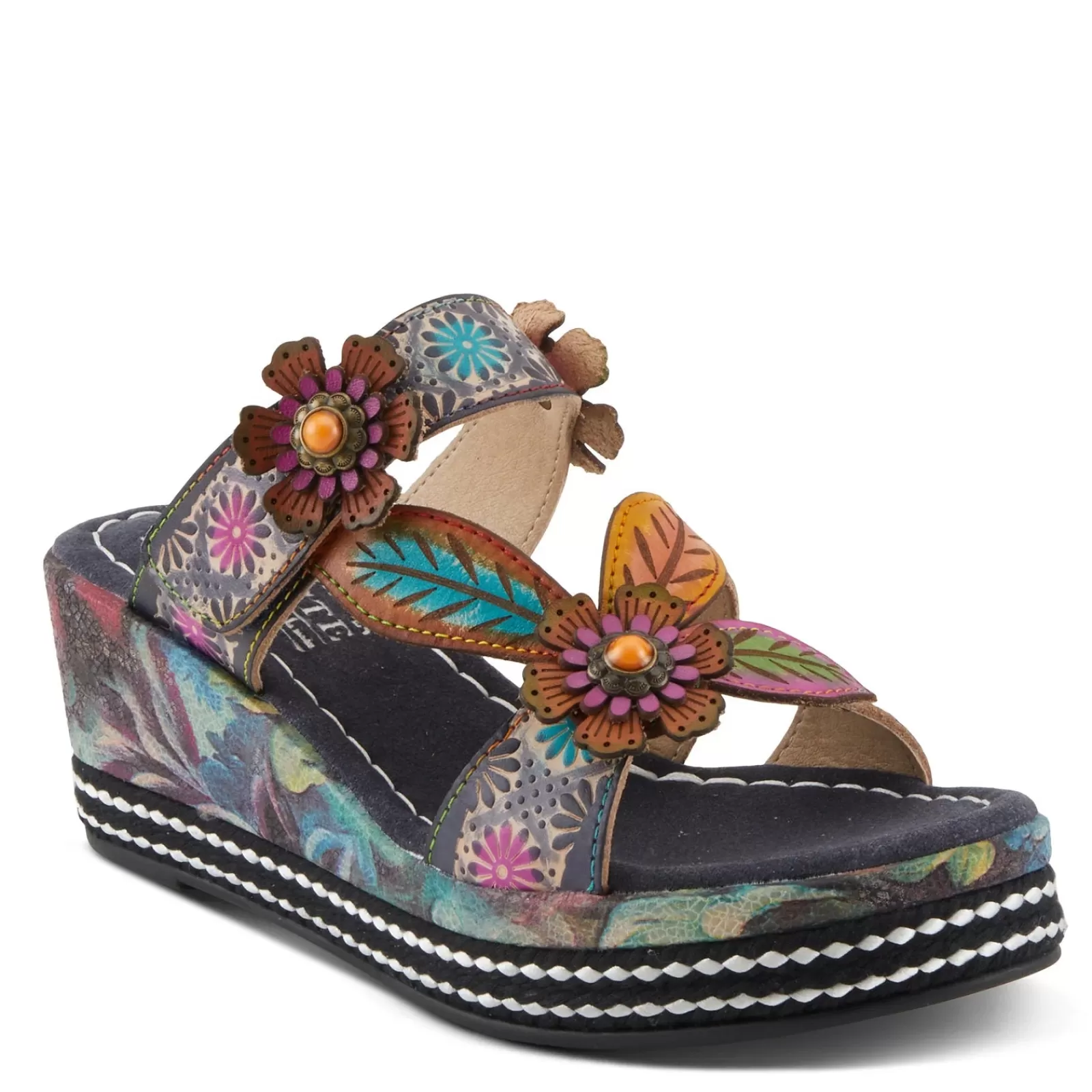 Best Sale L Artiste Women's L'Artiste By Spring Step, Coastal Sandal Navy Multi