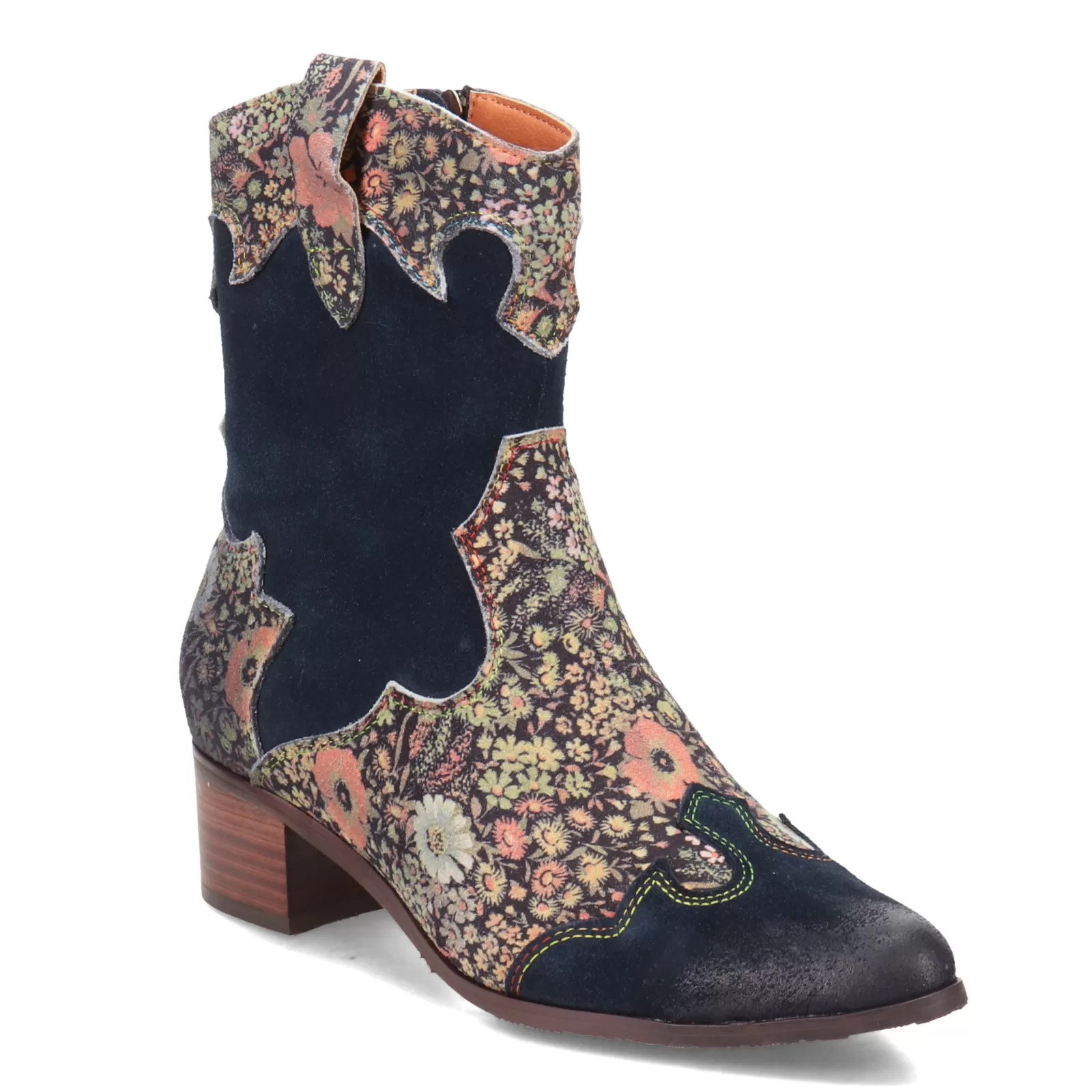 Discount L Artiste Women's L'Artiste by Spring Step, Lady Luck Boot Navy Multi Suede