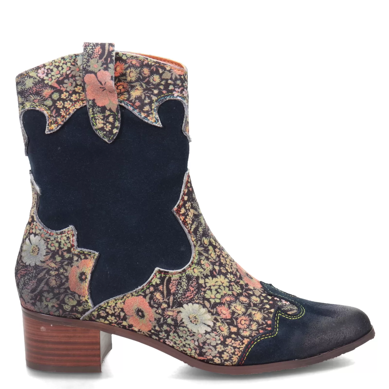 Discount L Artiste Women's L'Artiste by Spring Step, Lady Luck Boot Navy Multi Suede