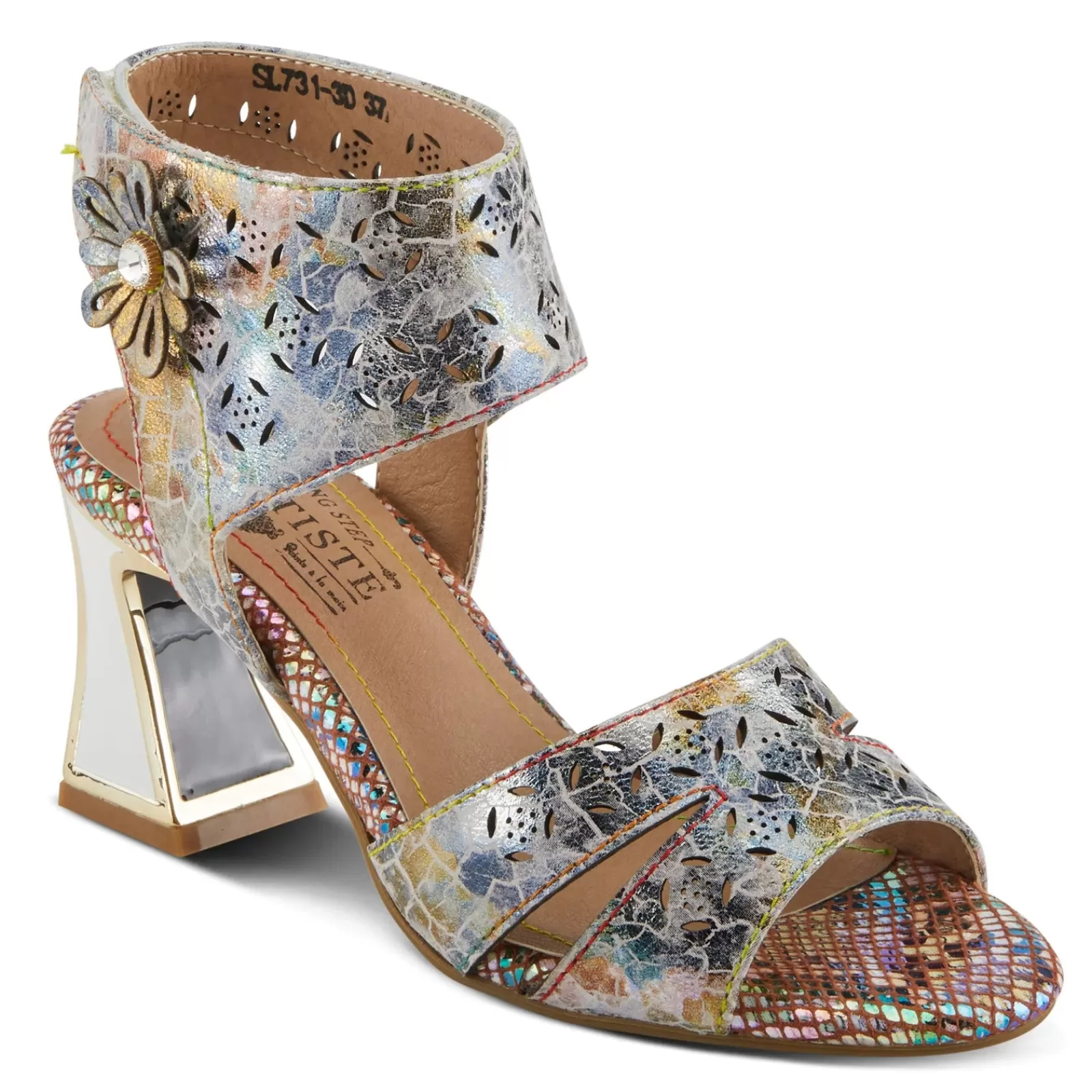 Clearance L Artiste Women's L'Artiste By Spring Step, Poster Sandal Beige Metallic Multi