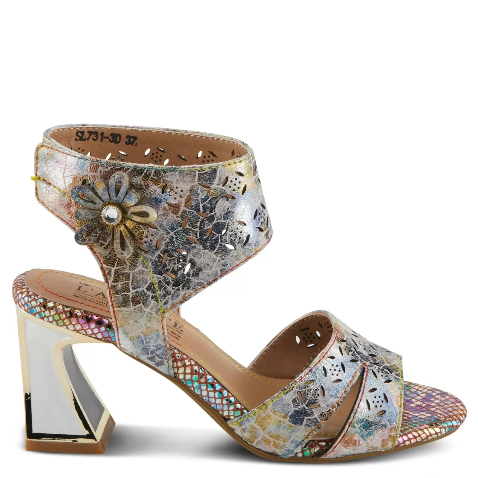 Clearance L Artiste Women's L'Artiste By Spring Step, Poster Sandal Beige Metallic Multi