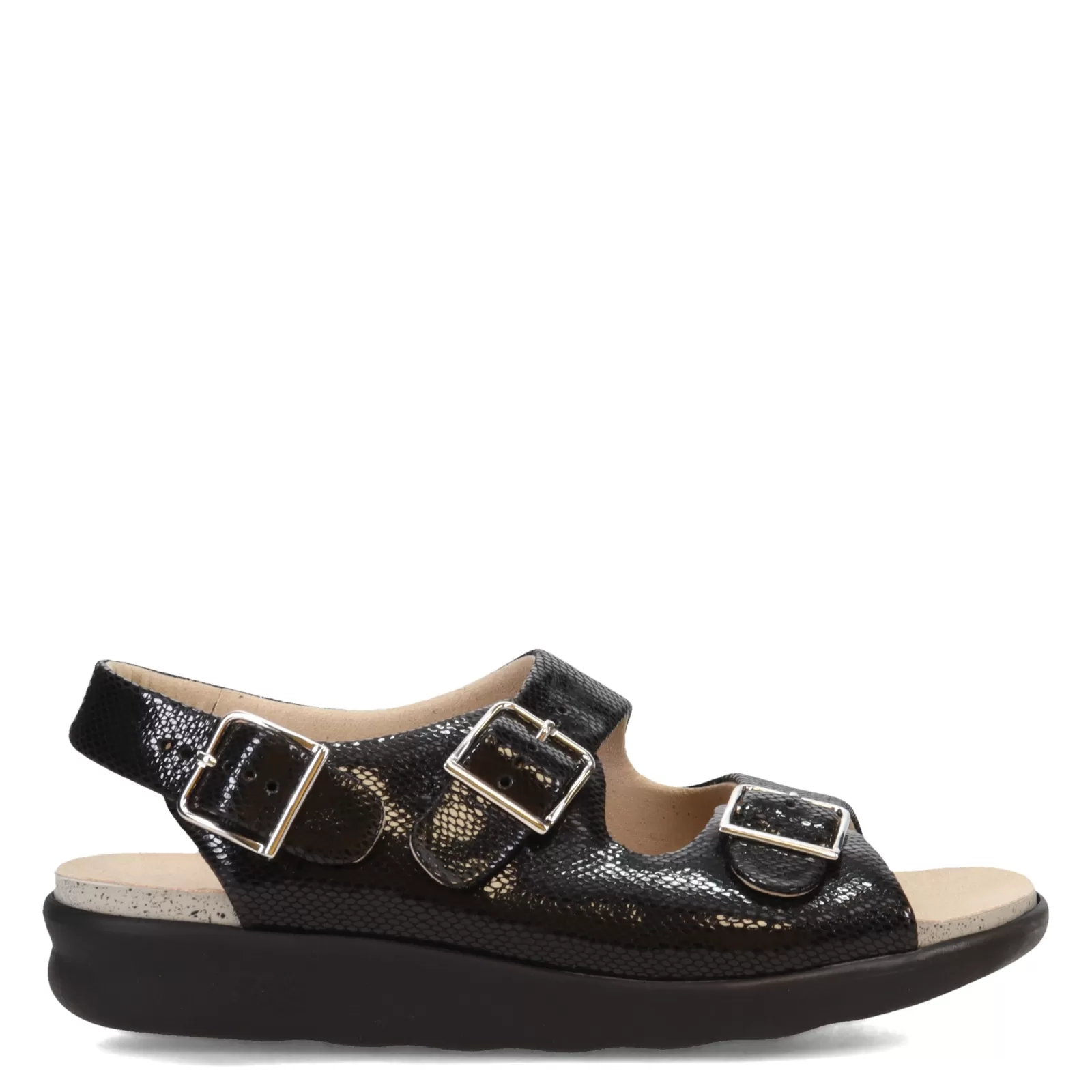 Discount SAS Women's , Relaxed Sandal Black Snake Print