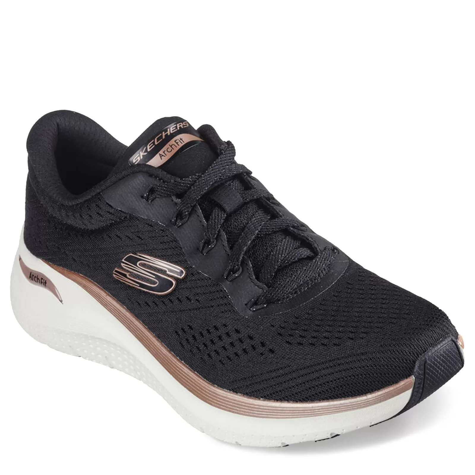 Clearance Skechers Women's , Arch Fit 2.0 - Glow The Distance Sneaker Black/Rose Gold