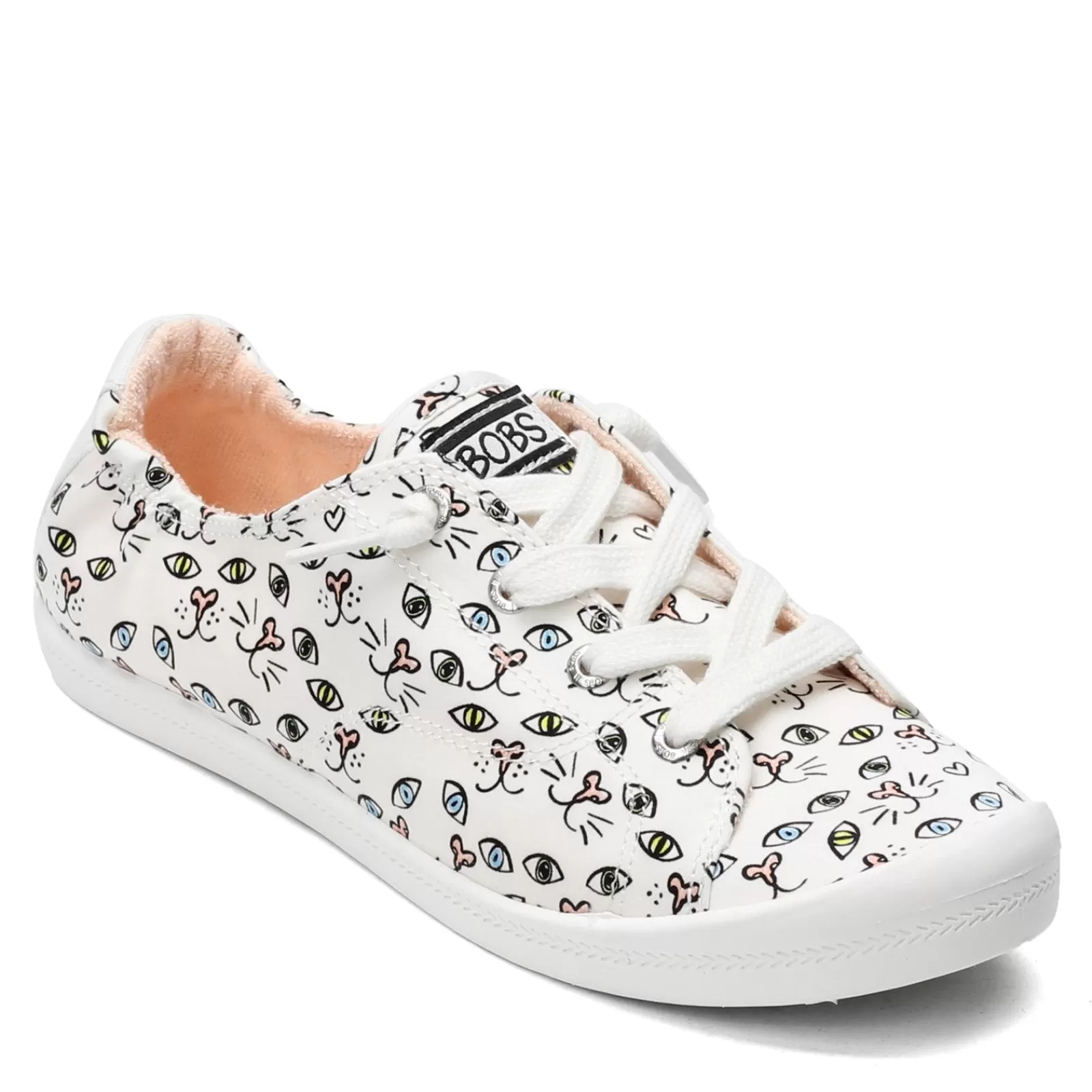 Clearance Skechers Women's , BOBS Beach Bingo - Painter Paws Sneaker White Multi