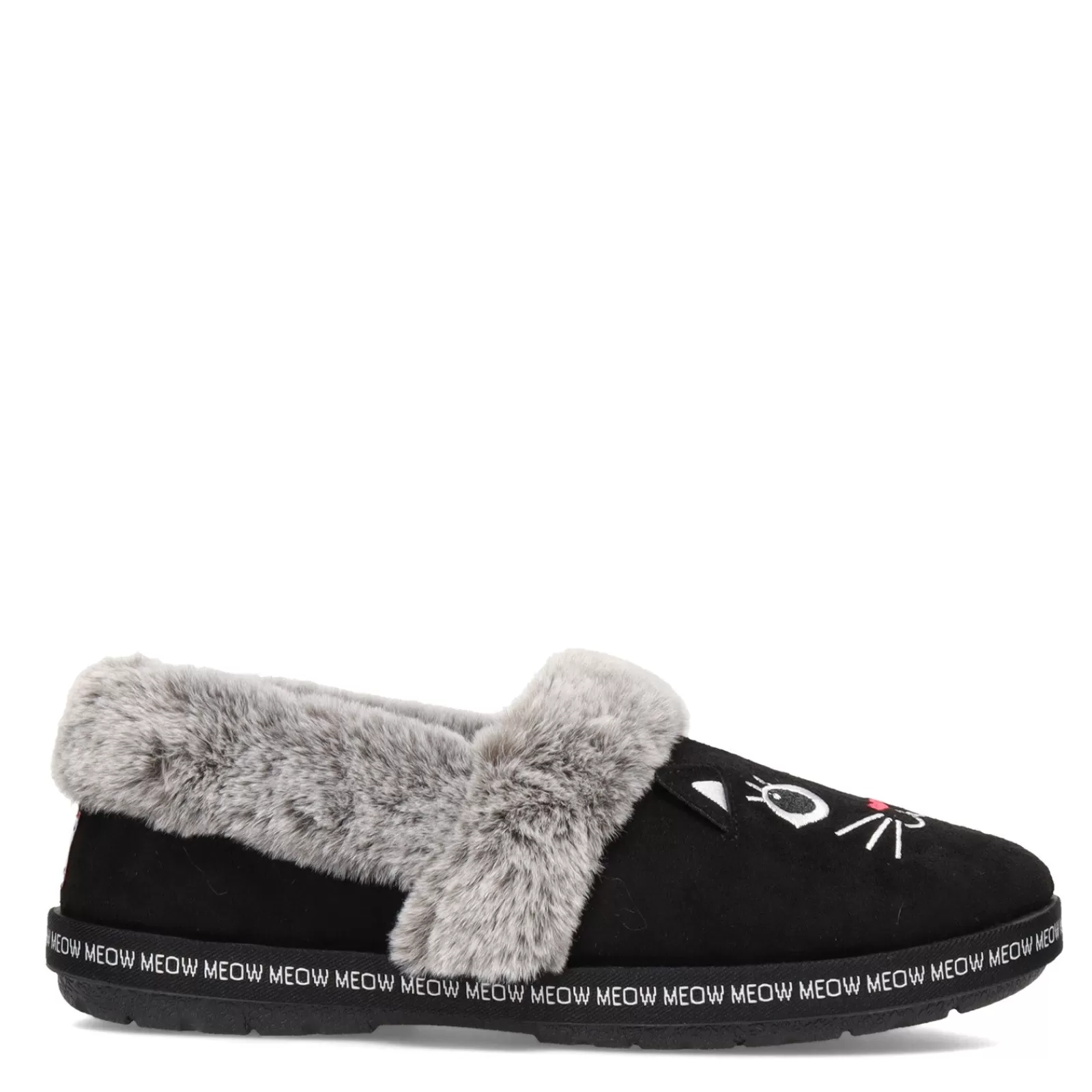 Best Sale Skechers Women's , BOBS Too Cozy - Meow Pajamas Slipper - Wide Width Black