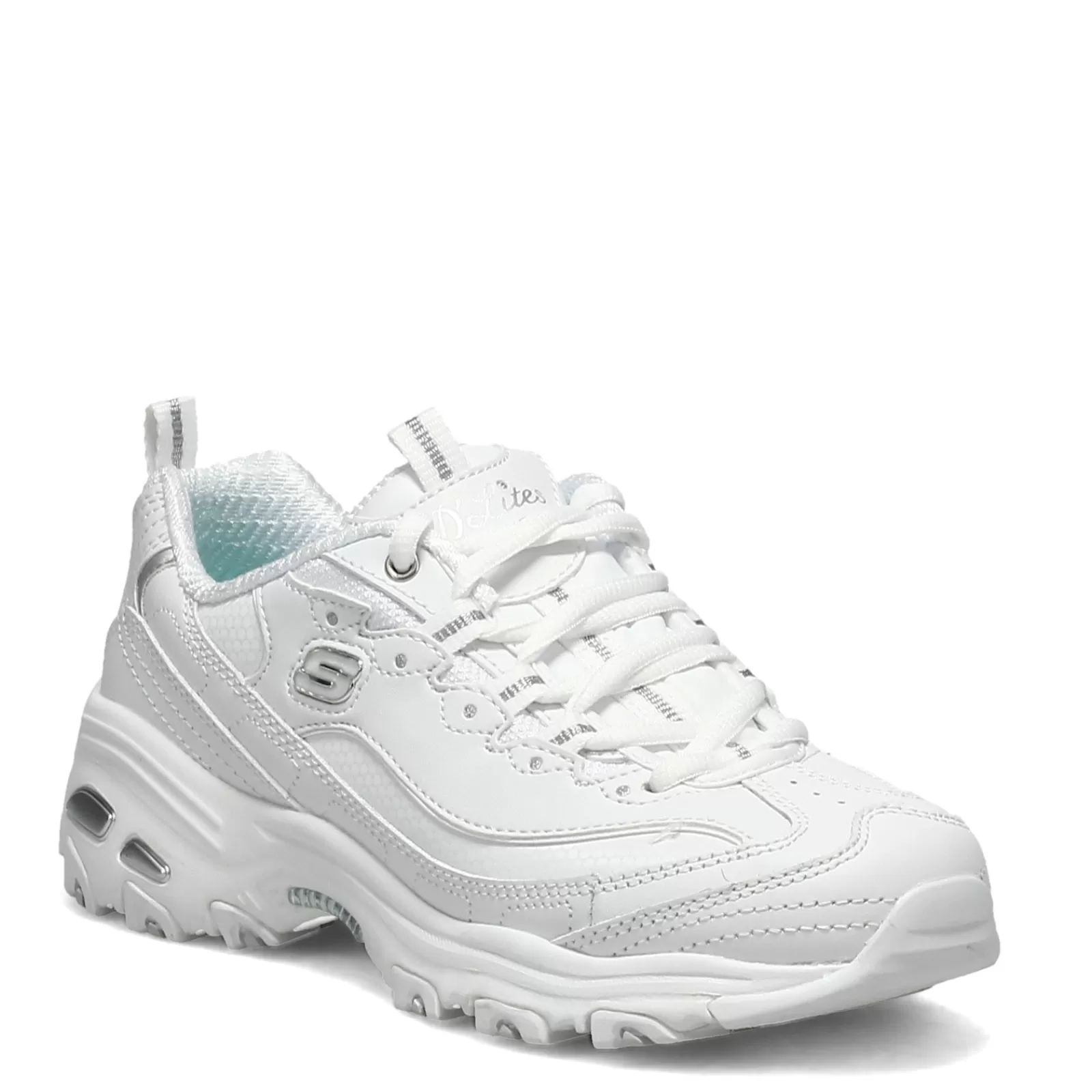 Cheap Skechers Women's , D'Lites - Fresh Start Sneaker - Wide Width White/Mesh/Silver