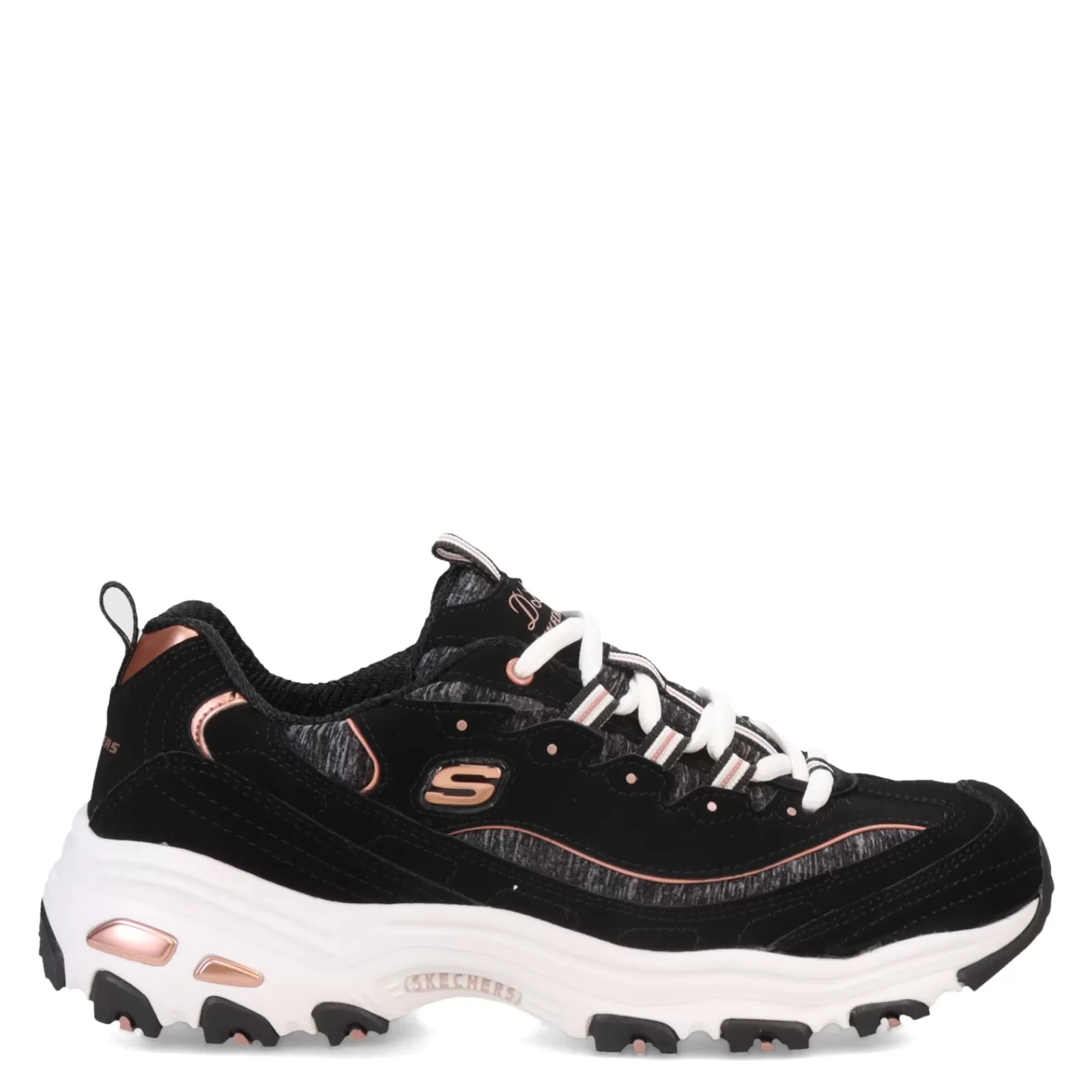 Best Sale Skechers Women's , D'Lites - Me Time Sneaker Black/Rose Gold