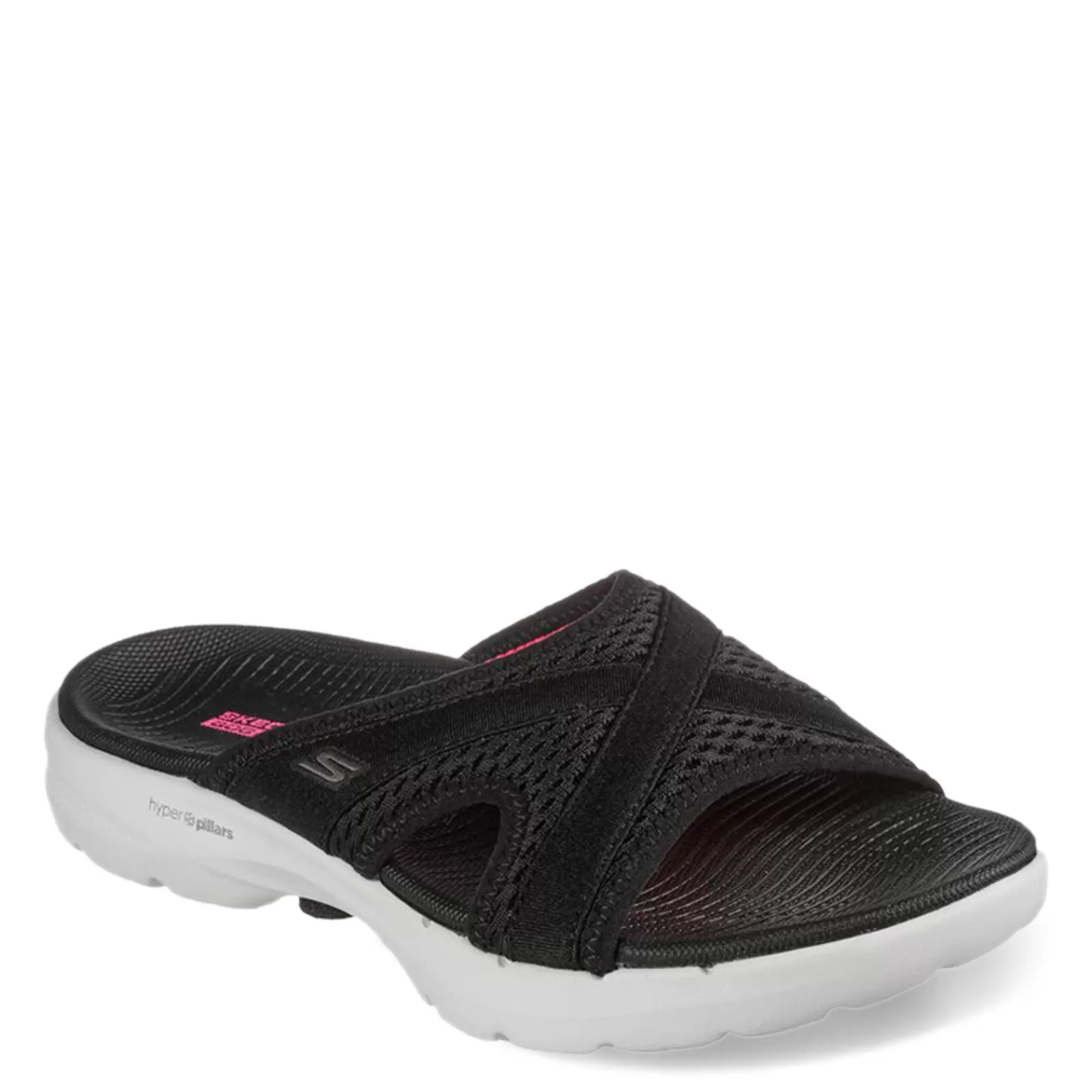 Flash Sale Skechers Women's , GO WALK 6 Sandal - Beach View Sandal Black / White