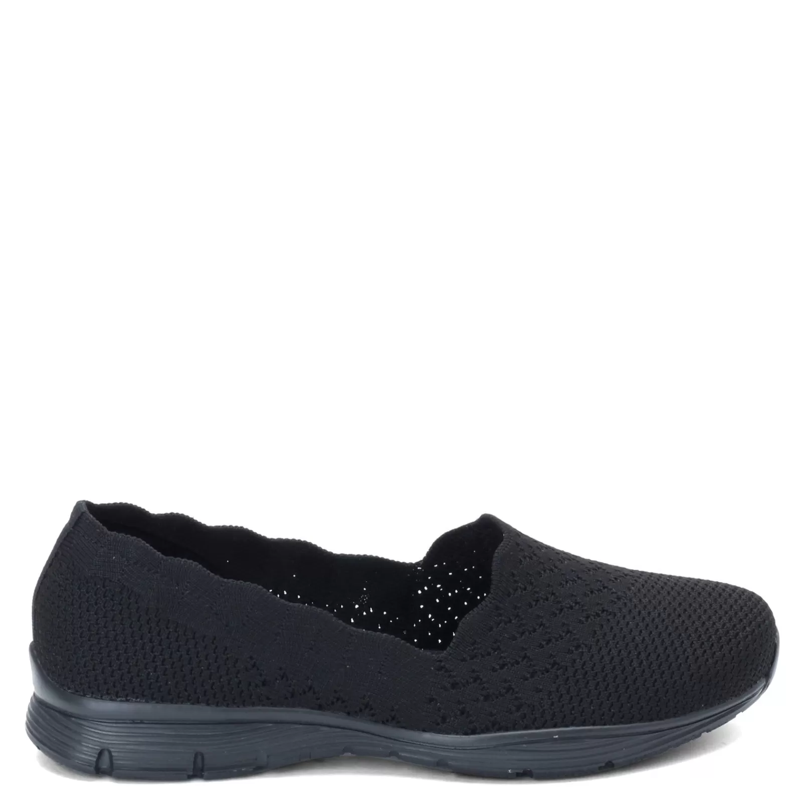 Best Sale Skechers Women's , Seager - Stat Flat - Wide Width Black/Black