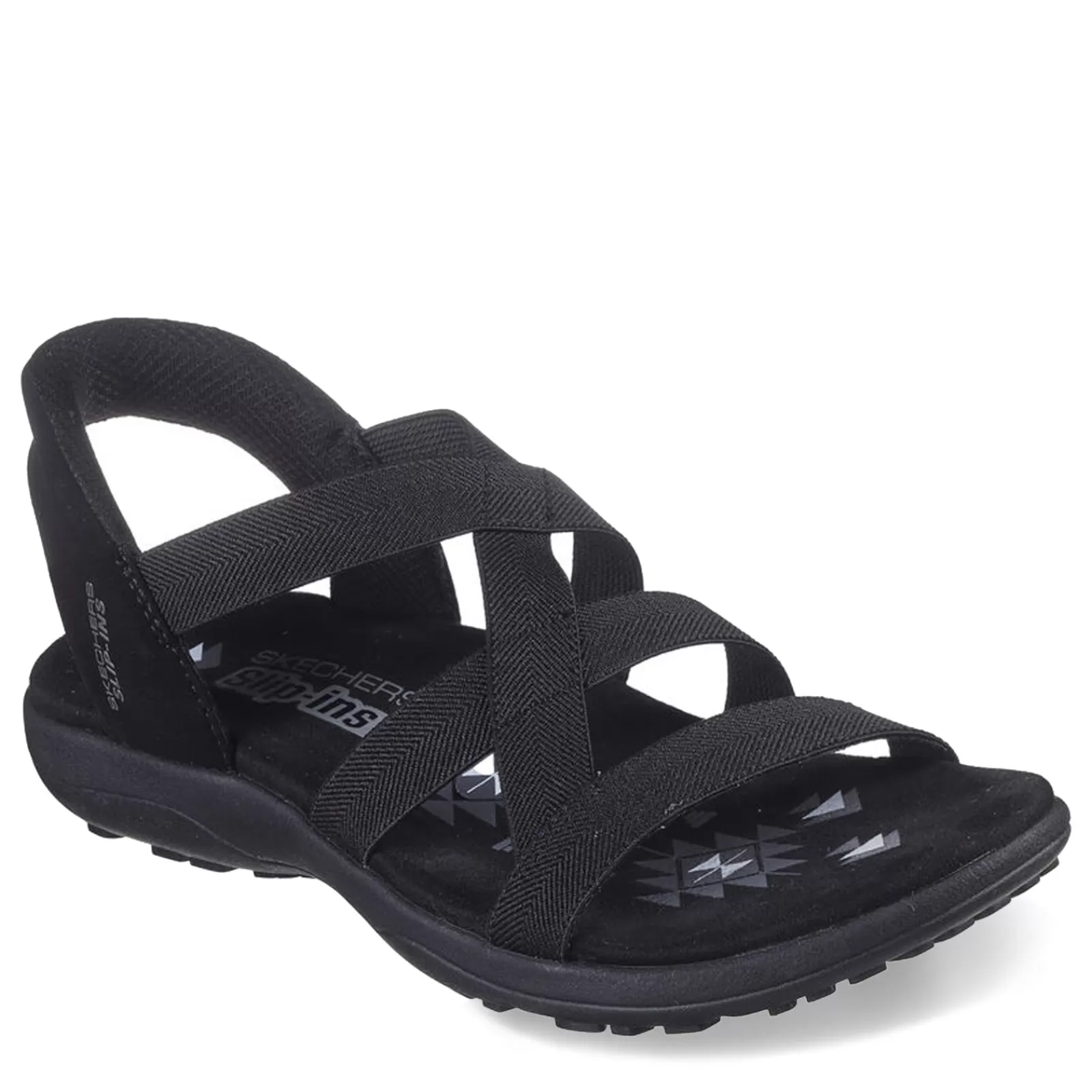 Best Skechers Women's , Slip-ins: Reggae Slim - Stretch Flex Sandal Black/Black