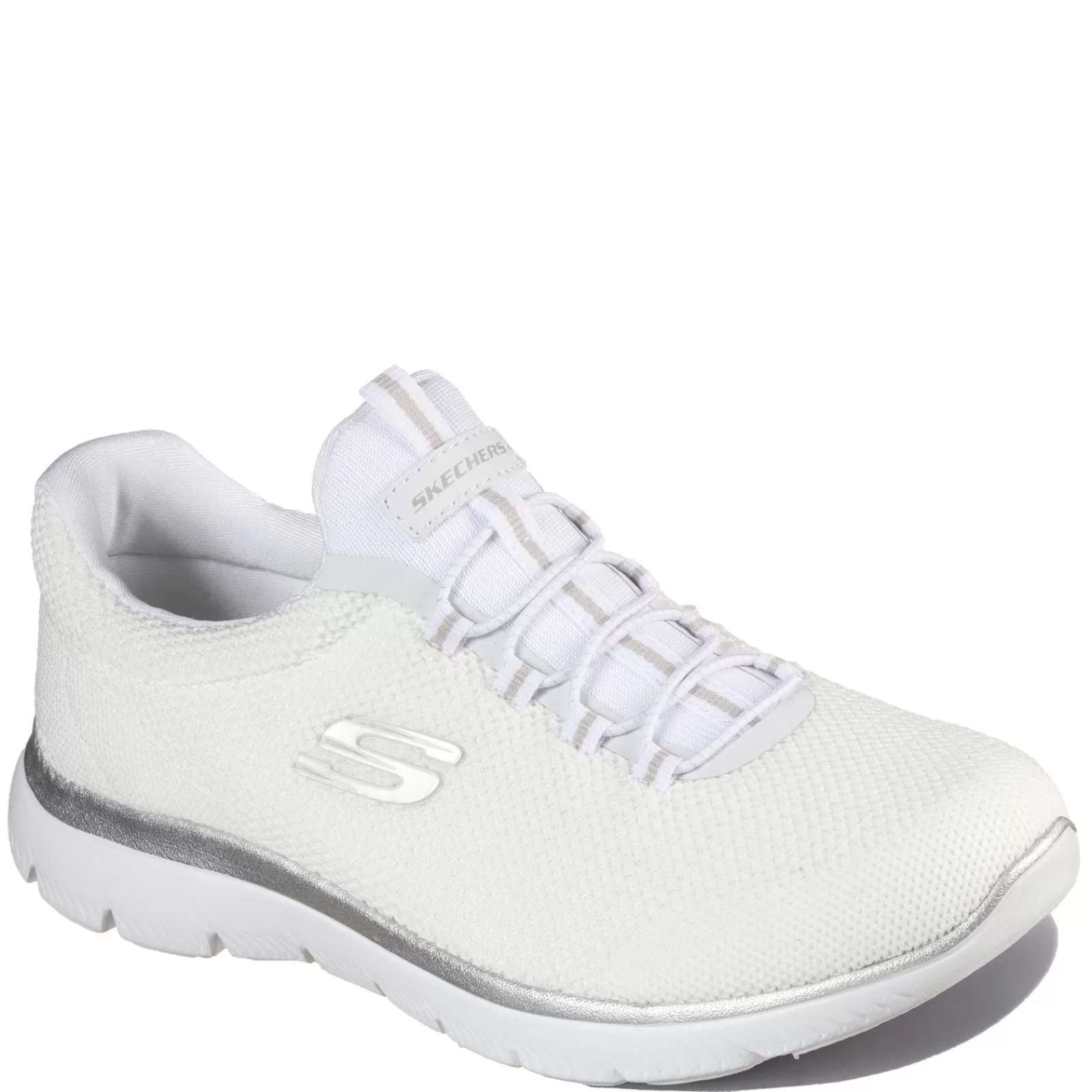 Cheap Skechers Women's , Summits - Cool Classic Sneaker - Wide Width White Silver