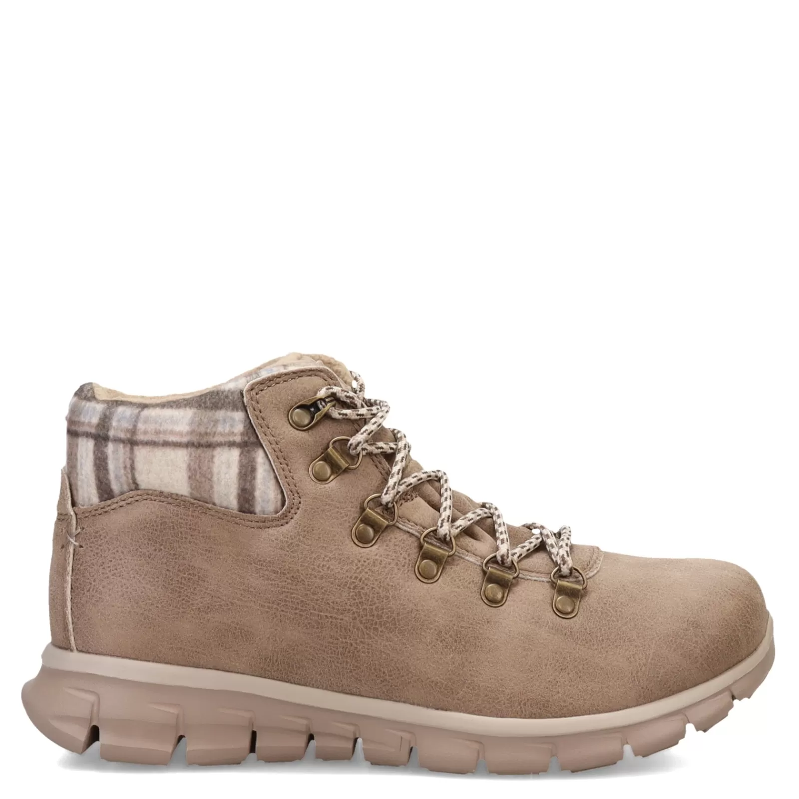 Cheap Skechers Women's , Synergy - Plaid Mood Boot Taupe