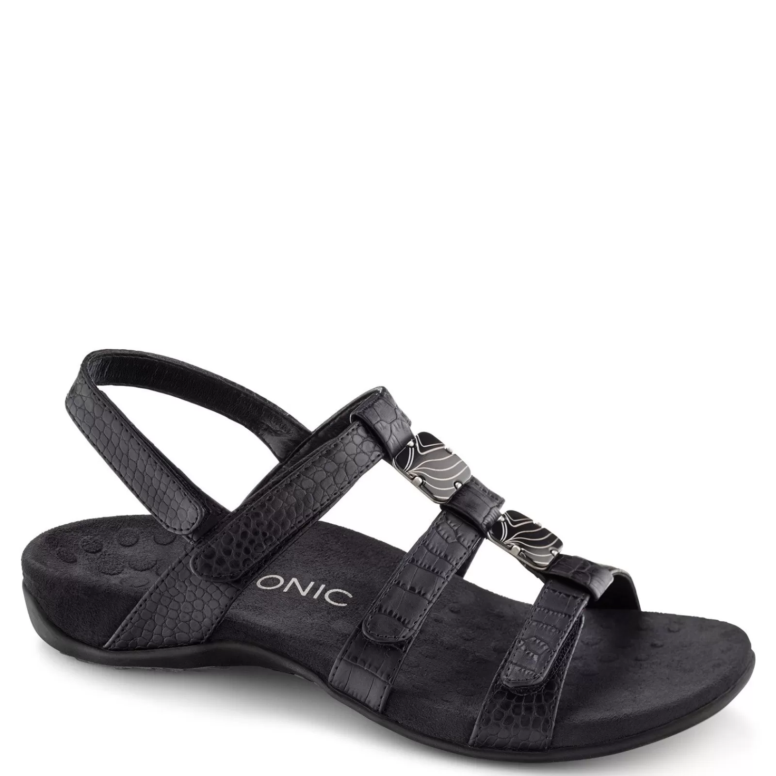 Fashion Vionic Women's , Amber Sandal Black Croco