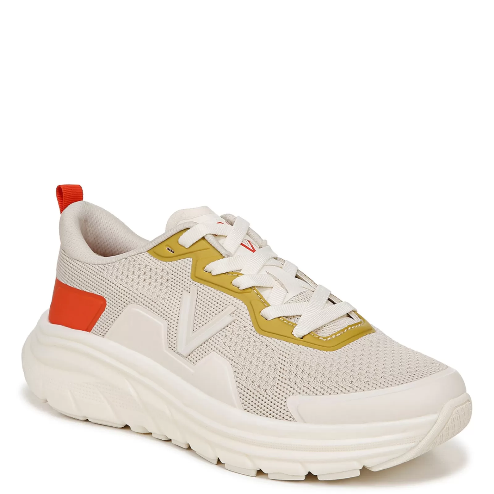 Fashion Vionic Women's , Walk Max Sneaker Cream/Tangerine Tango White Pu